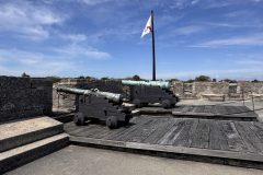 Flag and cannons at Castillo de San Marcos National Monument